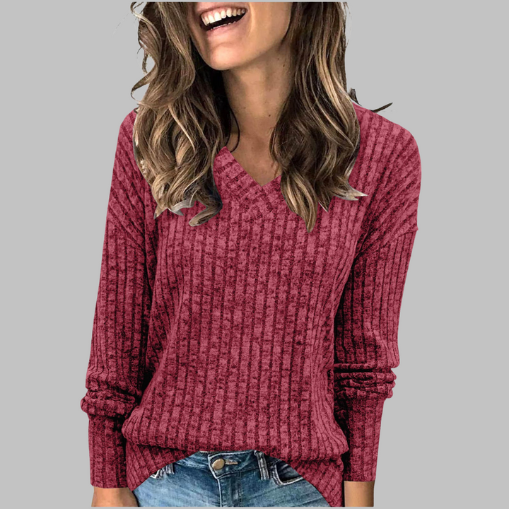 DEMI - Comfy V-Neck Long Sleeve Top