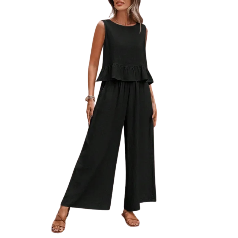 FRIA – Women’s Ruffle Hem Tank Top & Wide Leg Pants