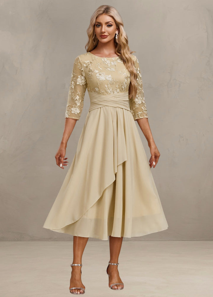 ELIN | CHAMPAGNE DRESS WITH DELICATE EMBROIDERY