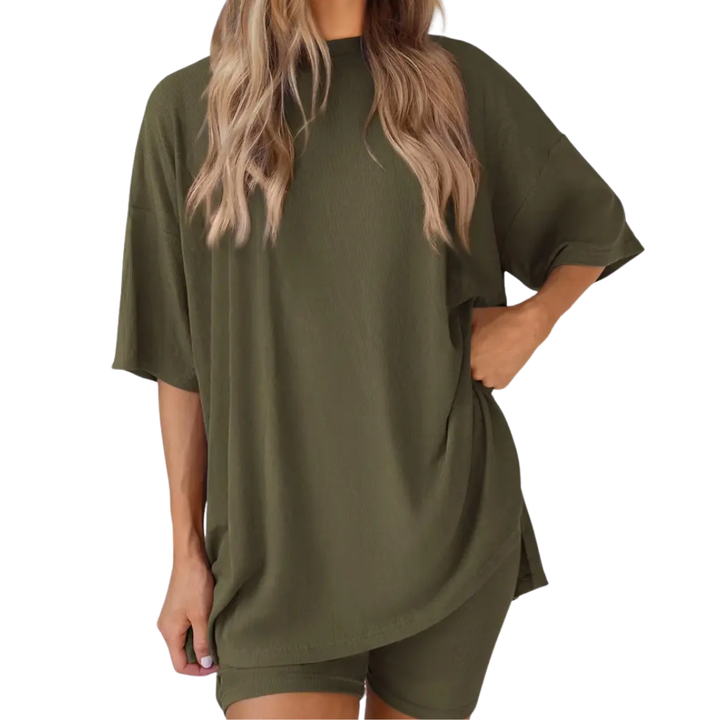 LINA – Soft Solid Lounge Short Set