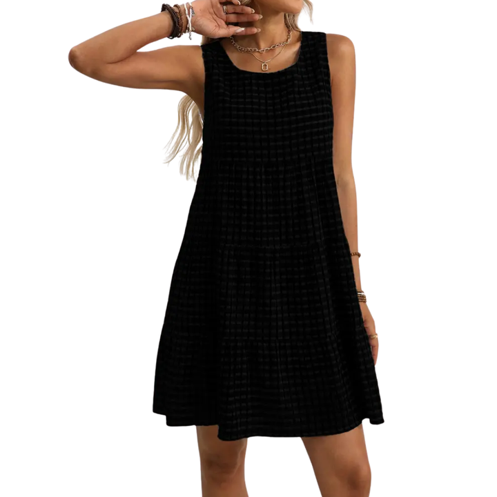 WYLA – Breezy Plaid Ruffled Sleeveless Dress