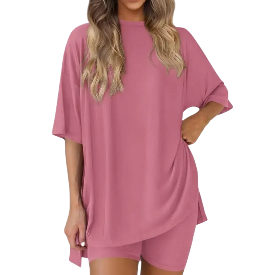 LINA – Soft Solid Lounge Short Set