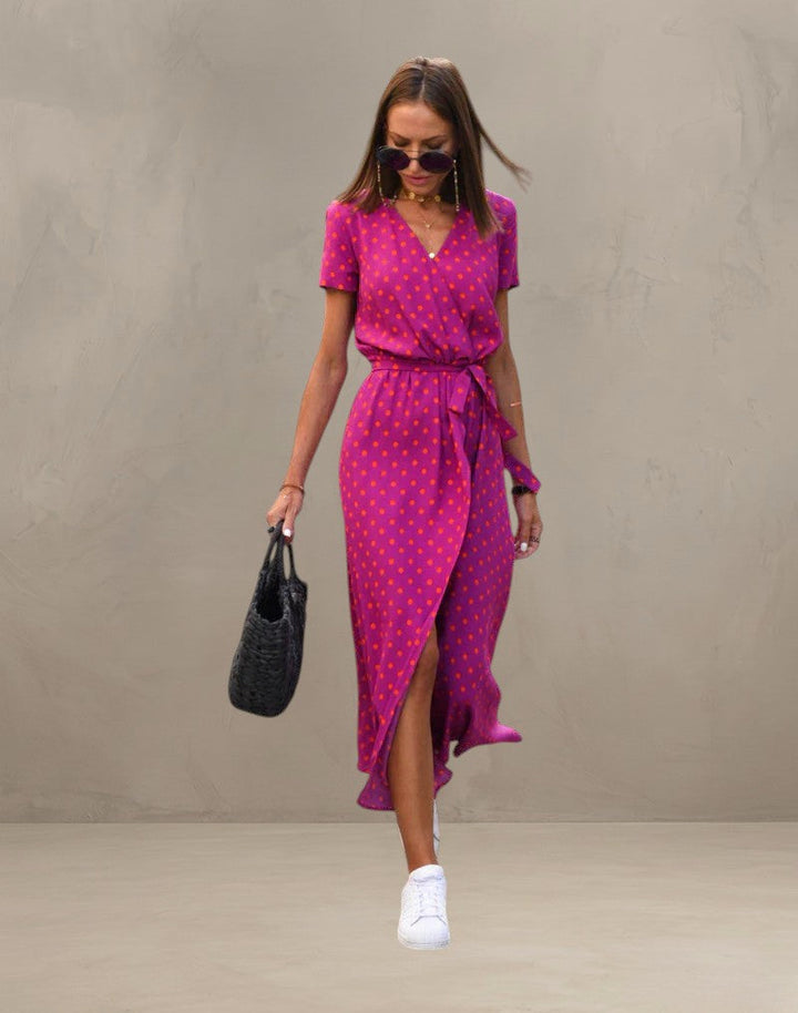 AMELIA | COLOURFUL V-NECK DRESS