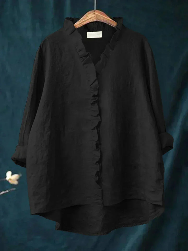 Lily | Cotton Linen Ruffled Blouse